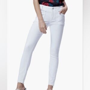 Paige Crisp White Hoxton Ankle Zipper Hem Jeans